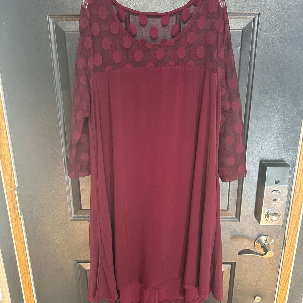 Burgundy Polka Dot Dress